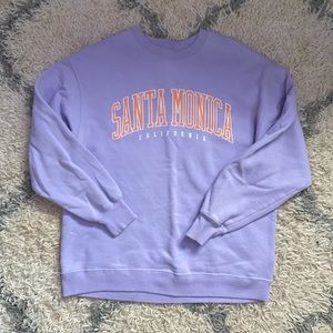 Hollister Lavender "Santa Monica" Crewneck Sweatshirt with Orange Lettering